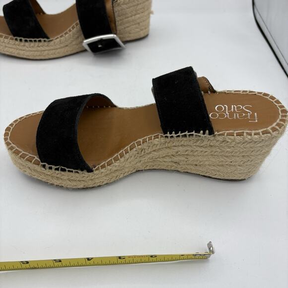 Franco Sarto Shoes Sandals Womens Size 8.5 Coastal Black Tan Wedge Espadrille - Picture 10 of 12